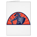 Knight with sword and shield facing side cards