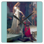 Knighted Medieval Lady Man Castle Clocks