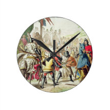 Knights Duelling on Foot in a Tournament, plate 1 Wallclocks