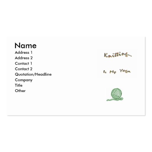 Knit as Yoga Cards Business Card Templates (front side)