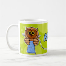 knit owl coffee mug