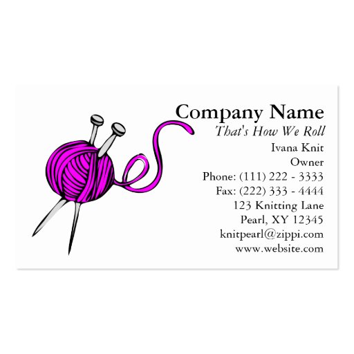 Knit Passion Business Card Template (front side)