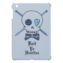 Knit Ye Hearties (Blue Background) iPad Mini Cover