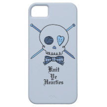 Knit Ye Hearties (Blue Background) iPhone 5 Cases