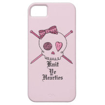 Knit Ye Hearties (Pink Background) iPhone 5 Cases