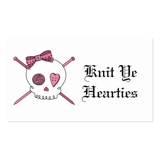 Knit Ye Hearties (Pink) Business Card Templates