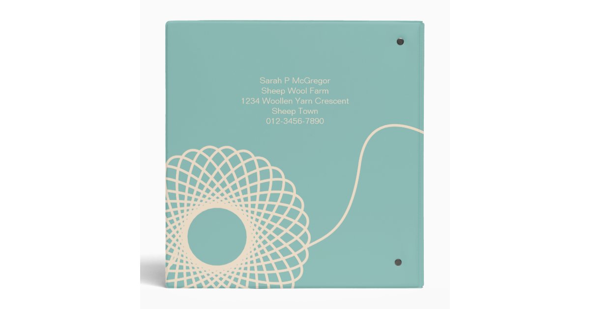 Knitters Knitting yarn pattern teal & cream folder Binder Zazzle