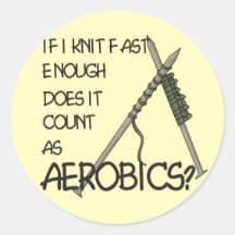 Knitting Aerobics Round Stickers