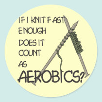 Knitting Aerobics stickers by HobbyTees Knitting Aerobics stickers