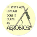 Knitting Aerobics stickers by HobbyTees Knitting Aerobics stickers