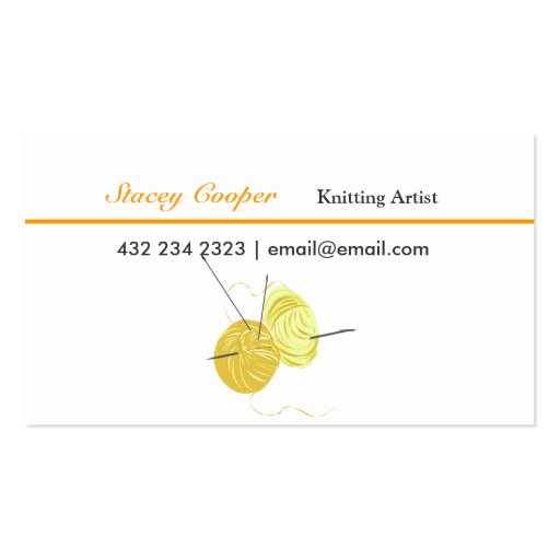 Knitting  Artist Spun Yarn Business Card Templates (front side)