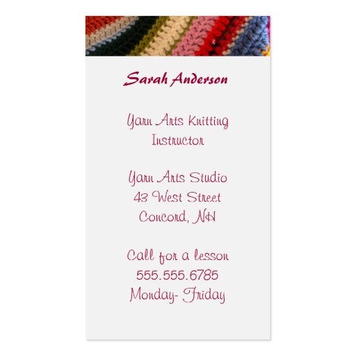 Knitting Business Custom Advertisement Card Business Cards (back side)