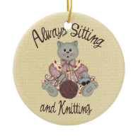 Knitting Cat Ornaments