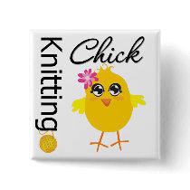 Knitting Chick Pin