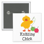 Knitting Chick Button