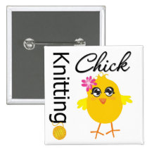 Knitting Chick Pin