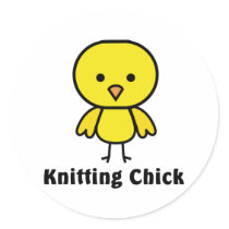 Knitting Chick Round Stickers