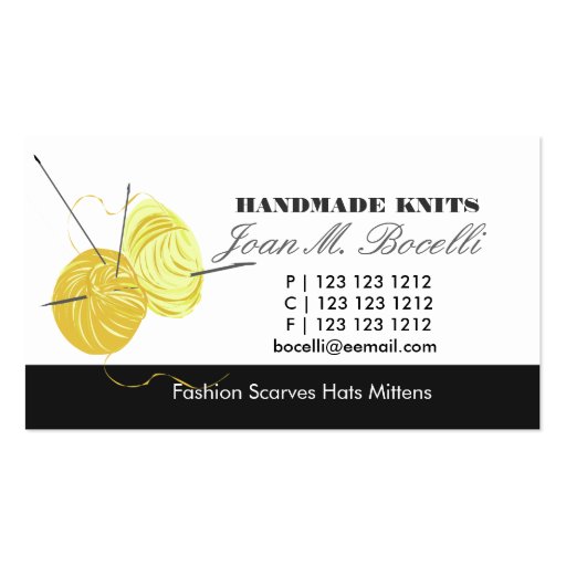 Knitting Craft Artist Business Card (front side)