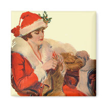 Knitting for Christmas Refrigerator Magnet