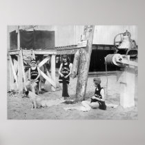 Knitting Lifeguards, early 1900s Poster