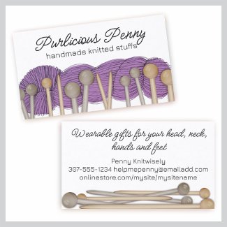 Knitting needles yarn ball crafting business ca... profilecard