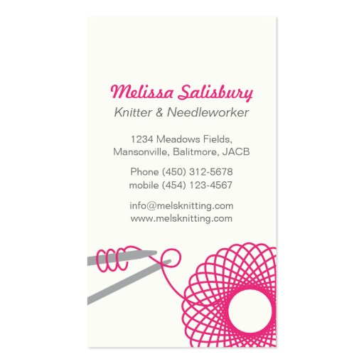 Knitting needlework business cards (front side)