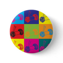 Knitting Pop Art Pinback Buttons