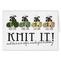 Knitting sheep birthday greeting card
