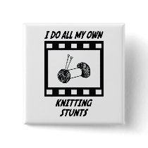 Knitting Stunts Pinback Buttons