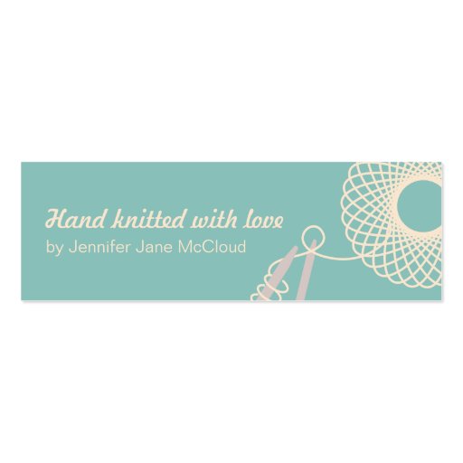 Knitting teal cream skinny business / sale cards business card (back side)