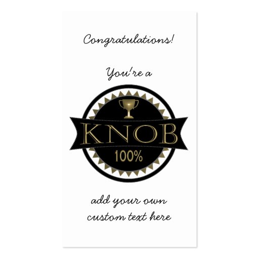 Knob Award Custom Business Cards (front side)