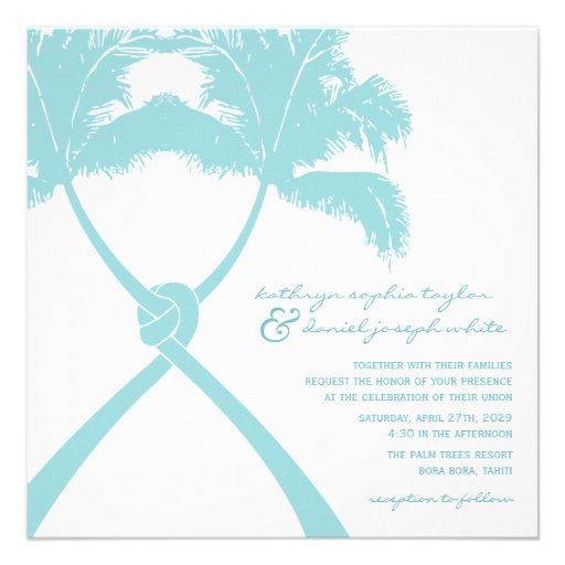 Knot Palm Trees Beach Tropical Wedding Modern Chic Personalized Invitation