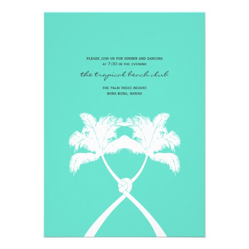 Knot Palm Trees Beach Tropical Wedding Modern Chic Personalized Invitations