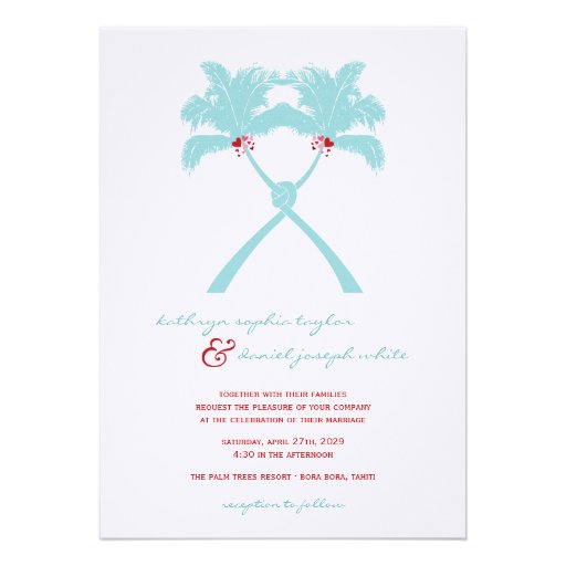 Knot Palm Trees Beach Tropical Wedding Modern Chic Cards