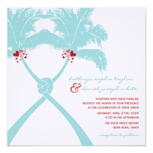 Knot Palm Trees Beach Tropical Wedding Modern Chic Invitation