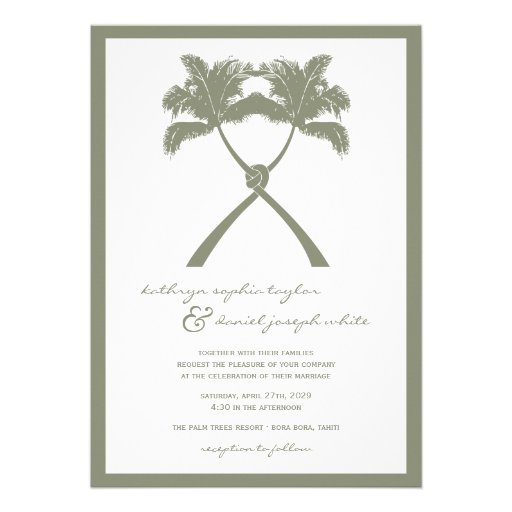Knot Palm Trees Beach Tropical Wedding Modern Chic Card