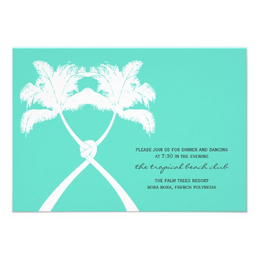 Knot Palm Trees Beach Tropical Wedding Modern Chic Personalized Invitations