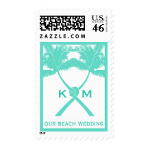 Knot Palm Trees Beach Tropical Wedding Modern Chic Stamps
