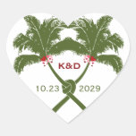 Knot Palm Trees Beach Tropical Wedding Modern Chic Heart Sticker