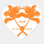 Knot Palm Trees Beach Tropical Wedding Modern Chic Heart Sticker