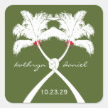 Knot Palm Trees Beach Tropical Wedding Modern Chic Square Stickers