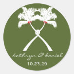 Knot Palm Trees Beach Tropical Wedding Modern Chic Stickers