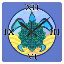 Knot Turtle Square Wall Clock