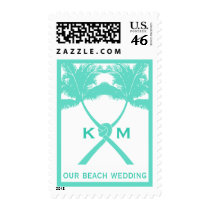 Knotted Palm Trees Beach Summer Luau Wedding Stamp