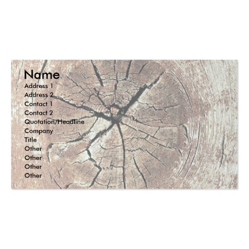 Knotty wood business card (front side)