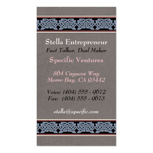 Knotwork Border Business Cards, Style B (front side)