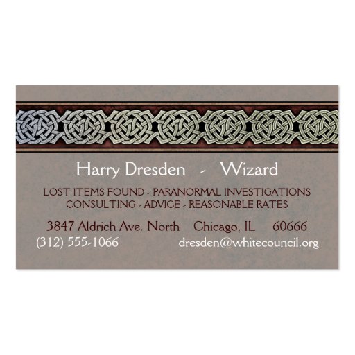 Knotwork Border Business Cards, Style C (front side)