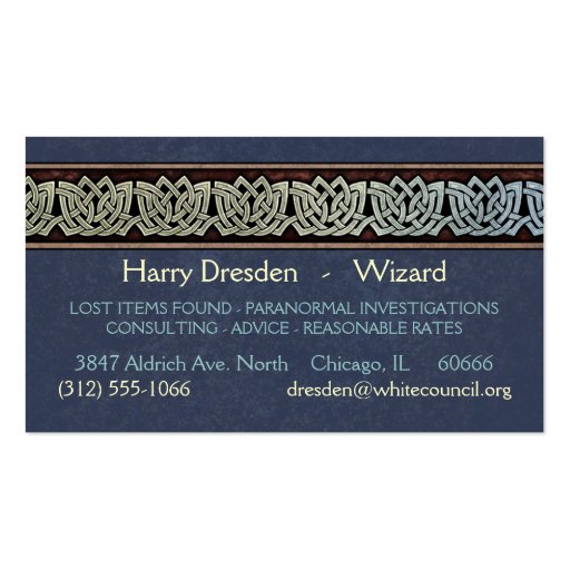 Knotwork Border Business Cards, Style D (front side)