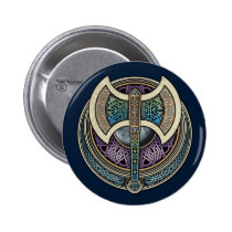 Knotwork Labrys Round Button