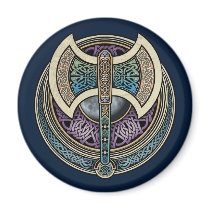 Knotwork Labrys Round Magnet